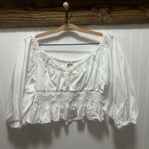 Open Edit Milkmaid top coquette puff sleeve XL off shoulder